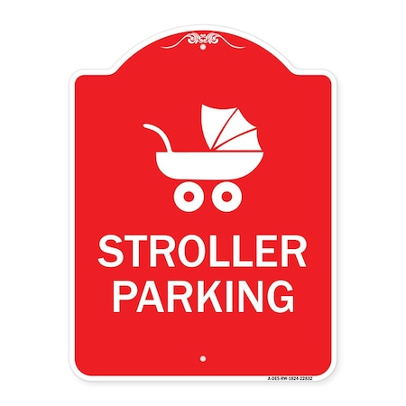 Signmission Stroller Parking With Graphic, Red & White Aluminum Architectural Sign, 18" x 24", RW-1824-22832 A-DES-RW-1824-22832